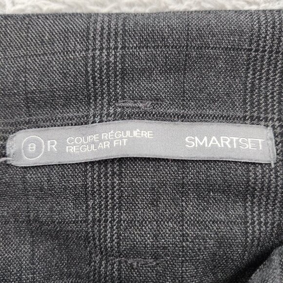Smart Set Womens Pants Size 8 Reg Wide Leg Flaw Pockets High Waist Grey Check - Picture 10 of 15